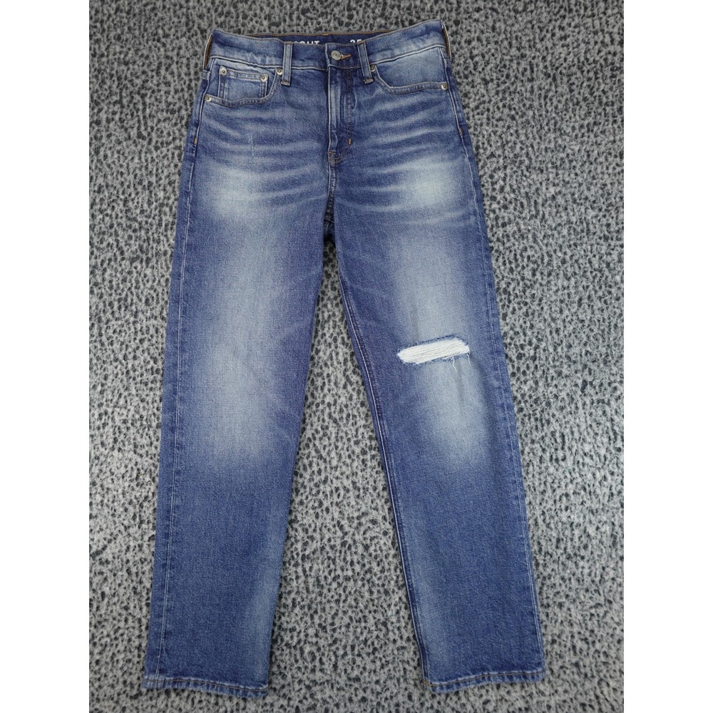 J.Crew Classic Straight Jeans Womens 25 Blue Distressed High Rise